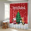 1pc Christmas Tree Cartoon Santa Claus Print Waterproof Shower Curtain Privacy Hanging Curtain with 12 Hooks Multi Size
