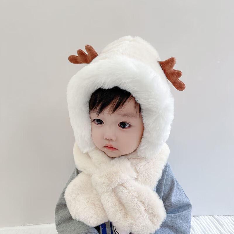 

Children s Plush Integrated Winter Hat & Scarf 1
