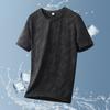 T-shirt a maniche corte mimetica in seta ghiacciata da uomo, sottile, larga, ad asciugatura rapida, per corsa, sport, elastica, taglia grande