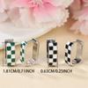 Green Black and White Checkered Pattern Squar Hoop Earrings For Women Vintage Gold Silver Color Wedding Jewelry Minimalist Gifts