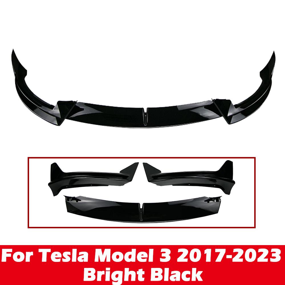 Front Bumper Front Lip Front Shovel kit for Tesla Model 3 2017-2023&Model Y 2017-2024,Sedan Body Spoiler Splitter kit Accessorie For M3 Bright Black