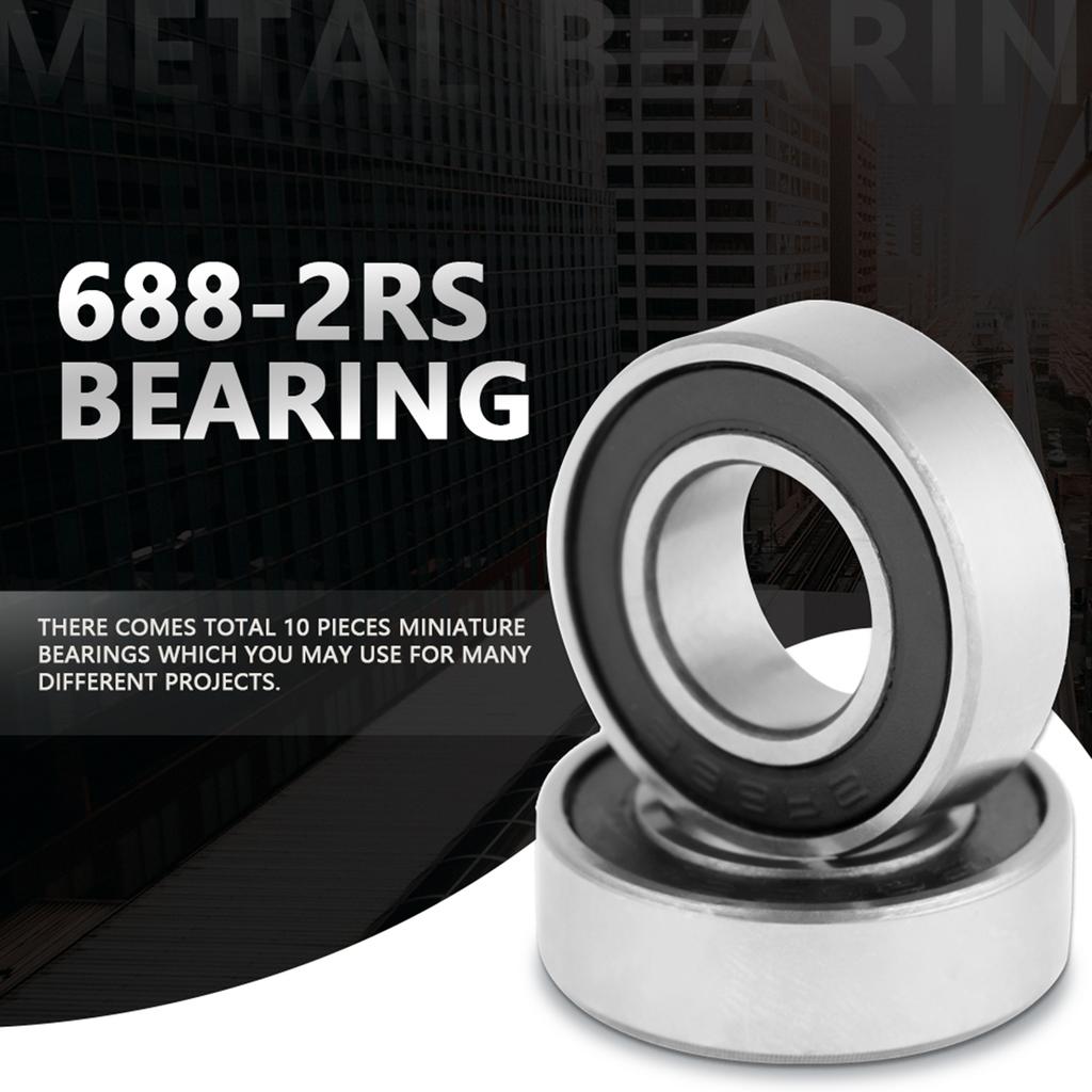10PCS 688-2RS 8x16x5 Mm High Quality Miniature Double Rubber Seal Deep Groove Ball Bearing
