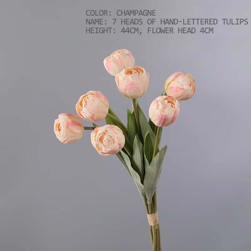 7 Heads High Quality Artificial Silk Cloth Tulip Flower Bundle For Wedding