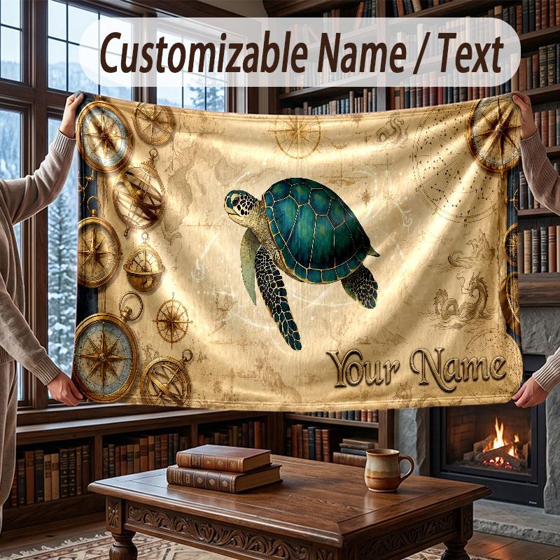 Octopus Sea Life Theme Throw Blanket Custom Name Text Personalized Blanket Soft Cozy Blanket for Home Sofa Bed
