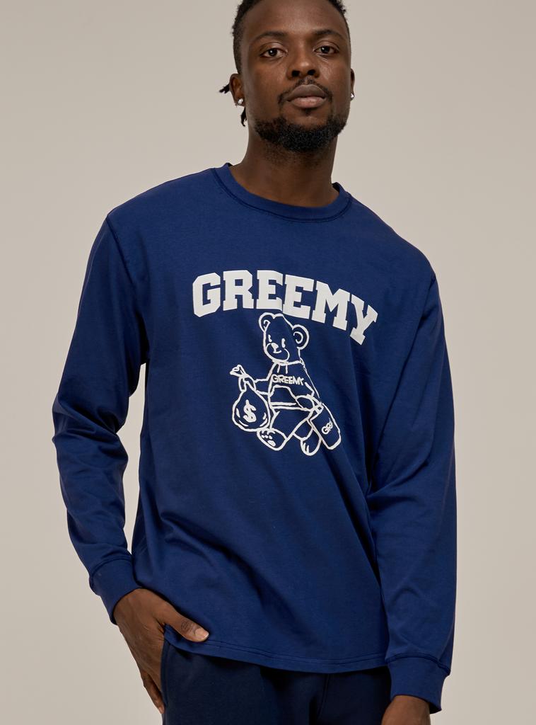 GREEMY Bear Long Sleeve T-Shirts(Navy)