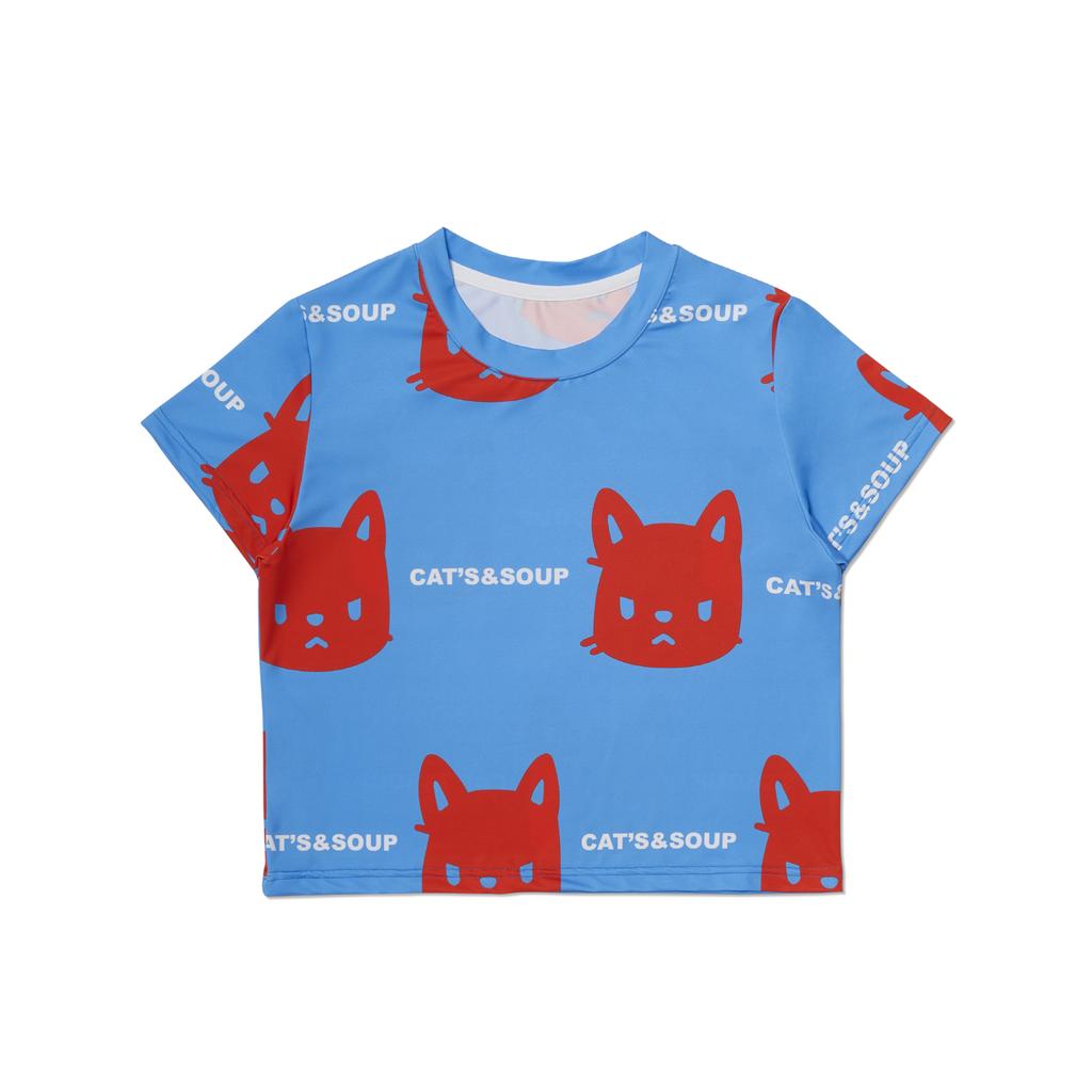 Leuawi Crop Cat T-Shirt Blue