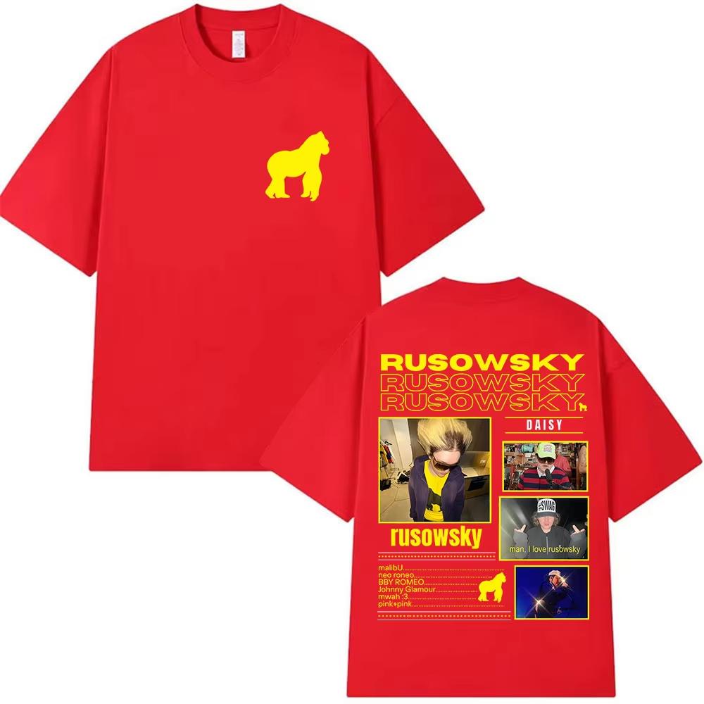 2026 Rap Singer Rusowsky Daisys Album Tour Pattern Tshirt Unisexs and Womens HipHop Retro Fashion Cotton Streetwear