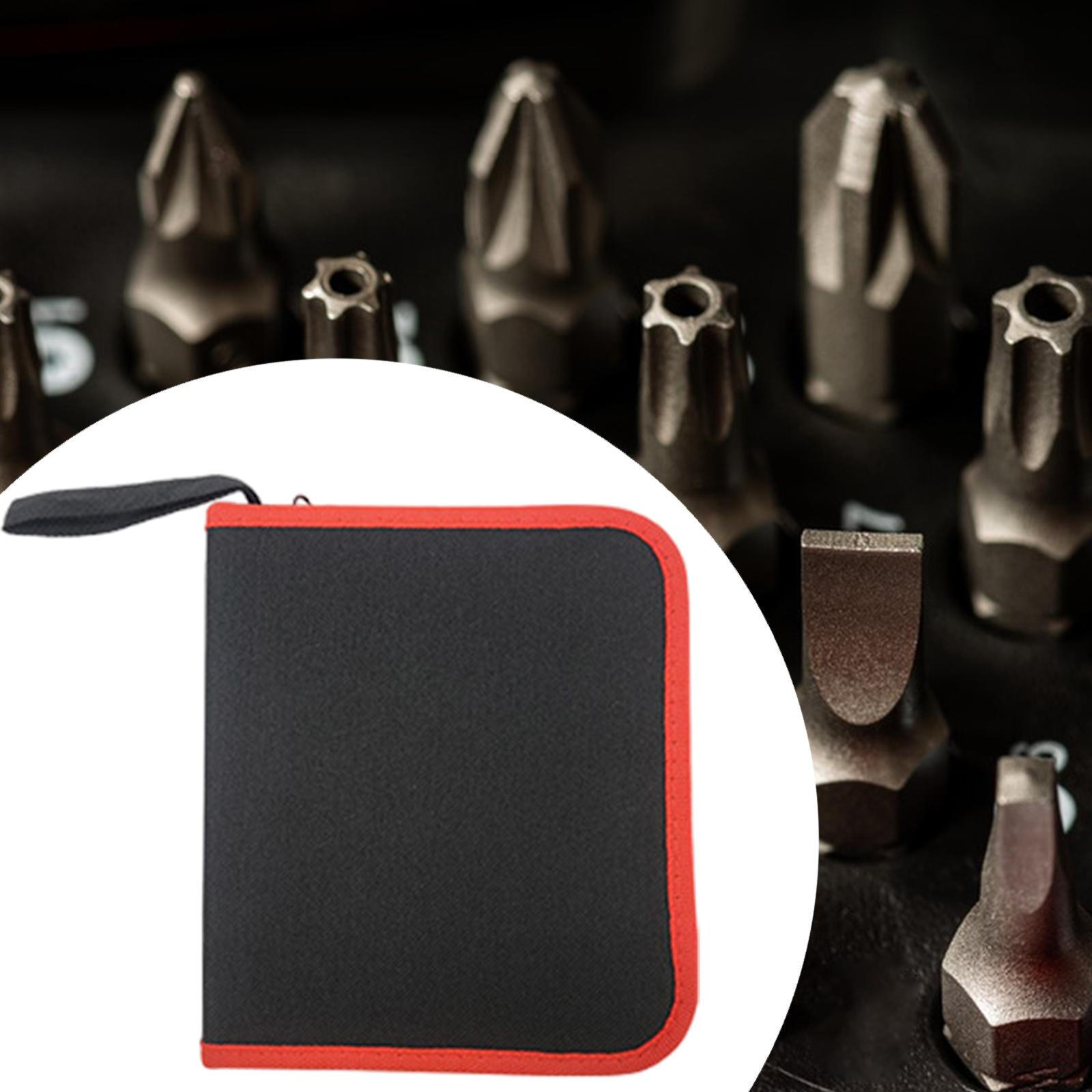 

Сумка для хранения бит, органайзер, держатель для руки с застежкой-молнией, переноска, маленькая сумка для инструментов для отвертки 22.5cmx17.2cmx3cm