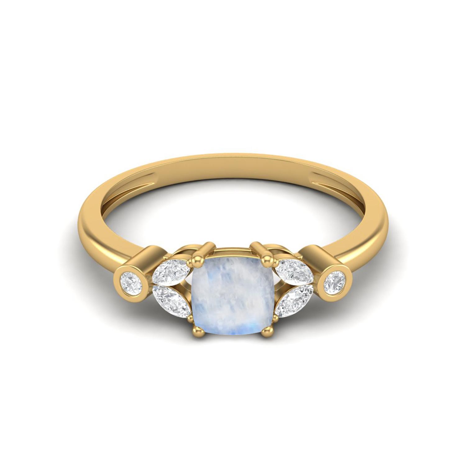 

1.19 Cts Cushion Shape Moonstone Solitaire 925 Sterling Silver Gold Vermeil Wedding Women Ring 5 жёлтый