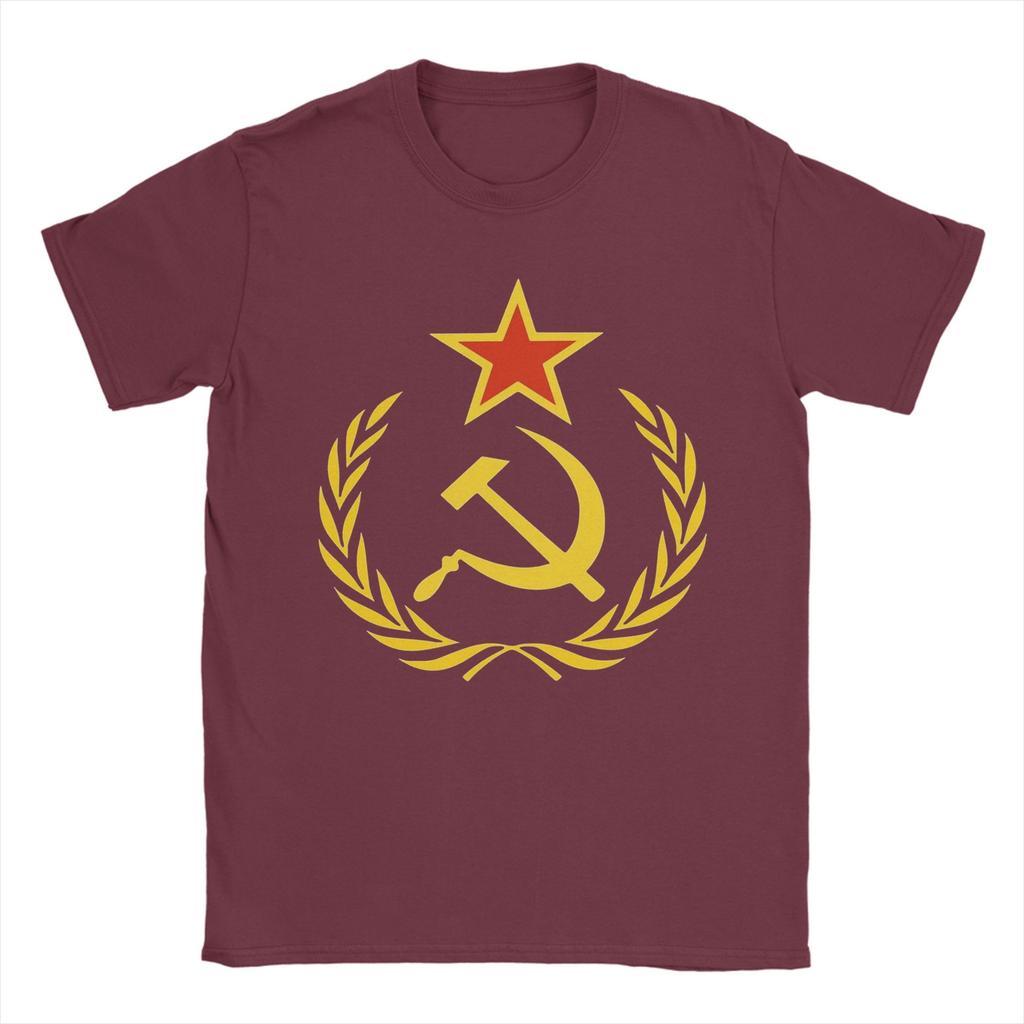 CCCP Soviet Hammer and Sickle Star Marxist TShirts for Unisex Round Collar Pure Cotton T Shirts Short Sleeve Tees Summer Tops