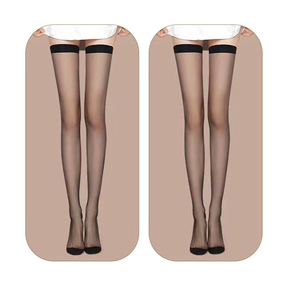 

2 пары ультратонких чулок до бедра, блестящие чулки до бедра, сексуальные длинные носки Лолита чёрный