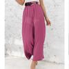 Casual Cotton Linen Wide Leg Pants Women Solid Loose High Waist Pants For Women 2023 Fashion Office Lady Trousers Pantalon 25300