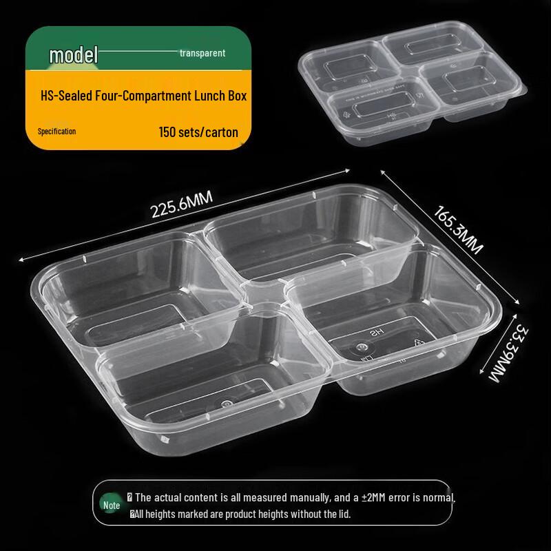 Disposable Multi-Compartment Food Containers with Lids