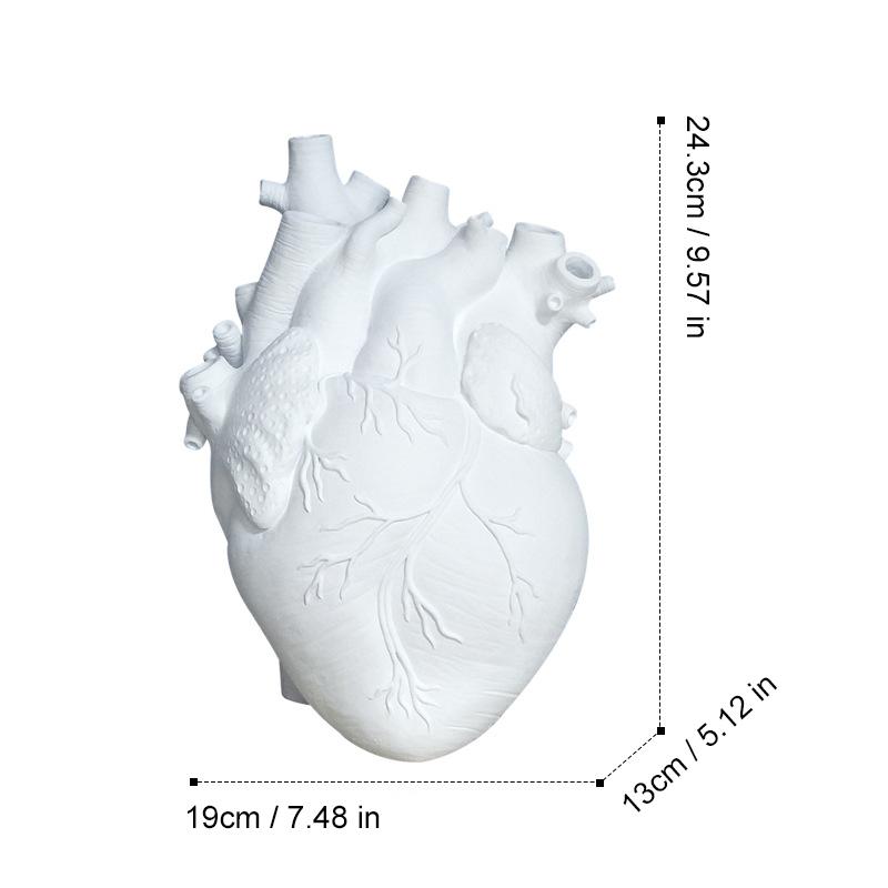 Simulation Heart Vase Flowerpot Resin Ornament Arts And Crafts Originality Home Desktop Flower Arrangement Decoration Gift