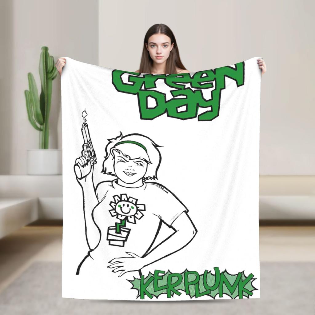 Punk Greens Days Decke Fleece Musik Leicht Dünn Überwurfdecke für Outdoor Reisen Schlafzimmer Steppdecke