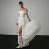 Französisches langärmeliges leichtes Spitzenhochzeitskleid Braut 1011 neues One-Shoulder Retro Mori Türgarn Fischschwanzkleid Rock
