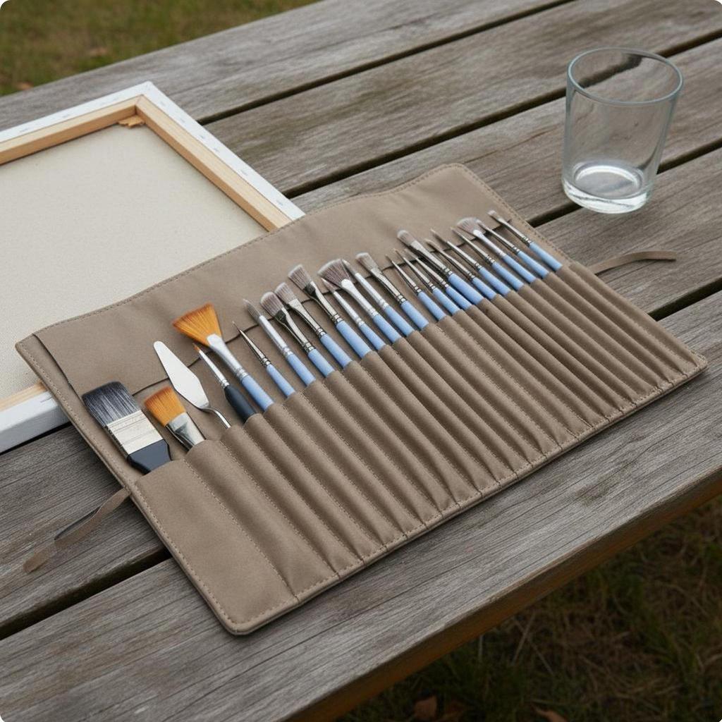 23 Pieces Nylon Filament Paintbrush Set for Acrylic, Oil, Watercolor