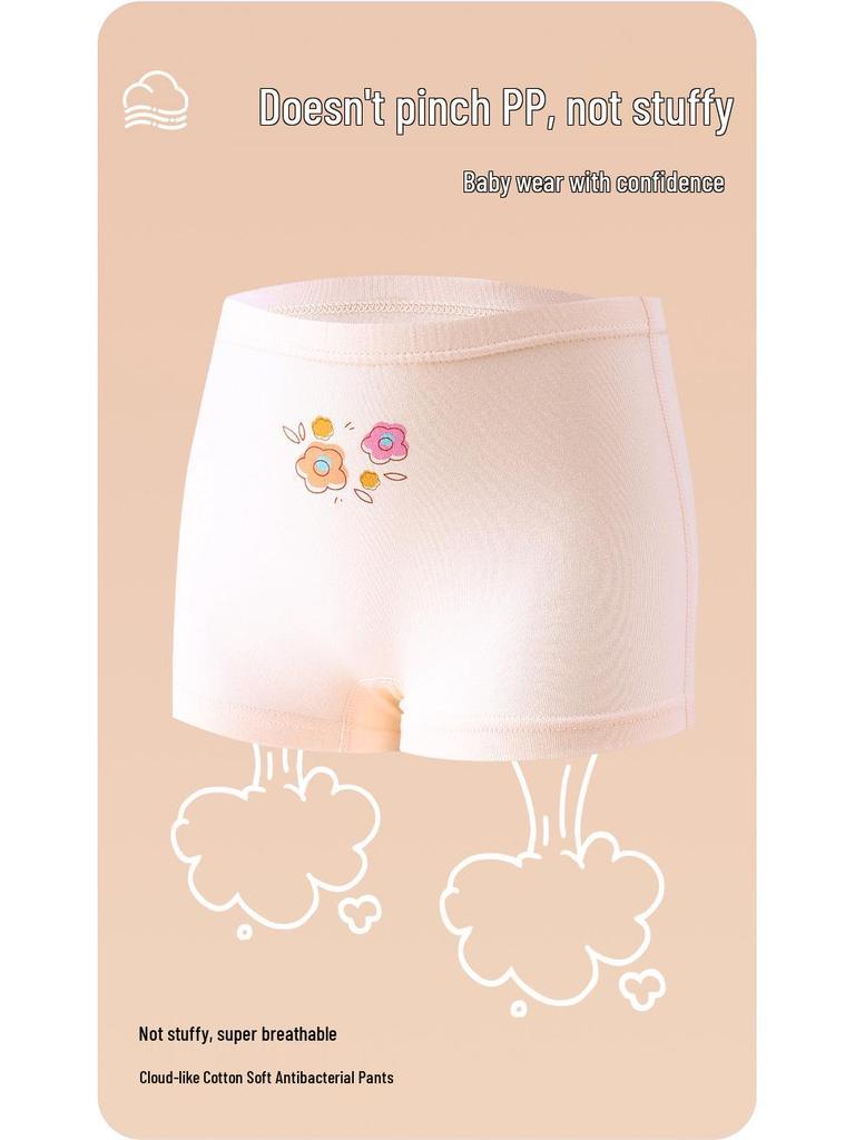 New Pure Cotton Girls' Cartoon Underwear - Soft, Comfortable, Antibacterial, Skin-Friendly Shorts