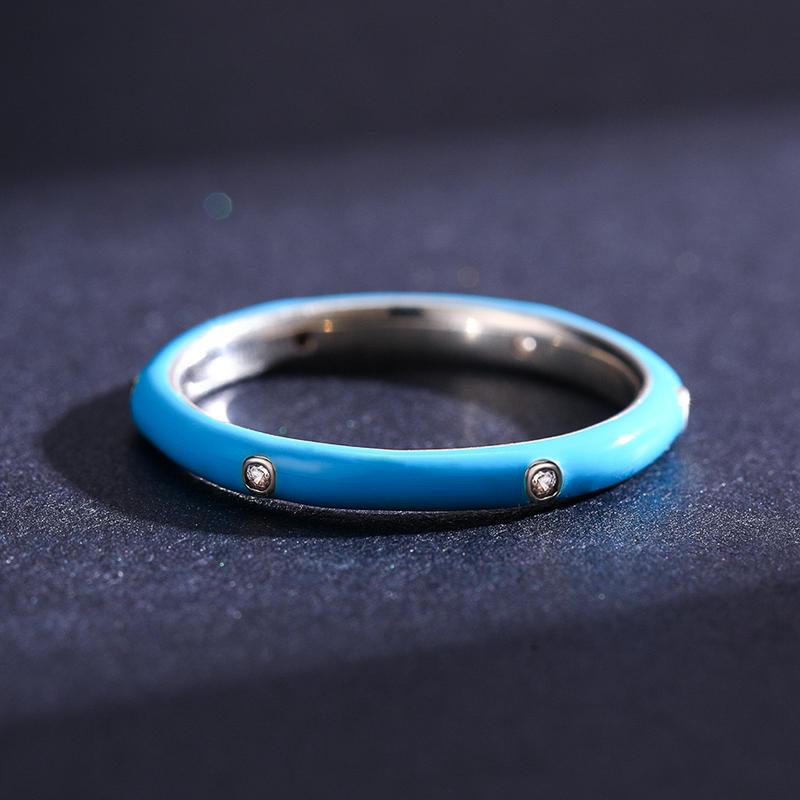 Modian 925 Sterling Silver 4-barevné smaltované prsteny pro ženy Muži Romantické páry prsteny Snubní prsteny Šperky