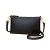 Crossbody-Tasche aus Narbenleder, Umhängetasche, Multifunktionale Clutch, Schwarz