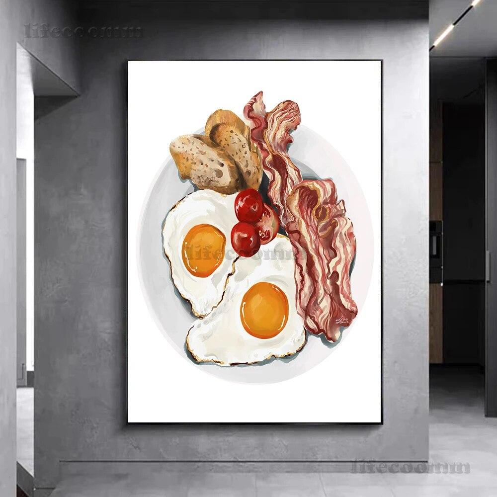 Sunn frokost Kunstplakat Dekorasjon Mat Foto Kunst Veggmaleri For Restaurant Kjøkken Dekor Plakat og trykk Ingen ramme