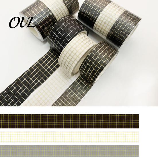 Scrapbooking Supplies 3 Rolls Golden Foil Washi Tape, Retro Plaid Leaf Pattern Decorative Lightweight Tape Masking Adhesive for DIY Crafts,