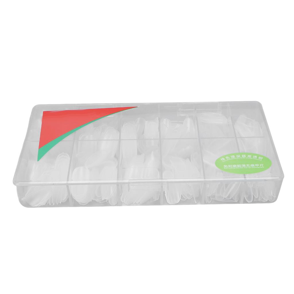 504pcs Extra Long False Nail Tips Frosted Oval Thin Full Cover Transparent Artificial Nails Tips