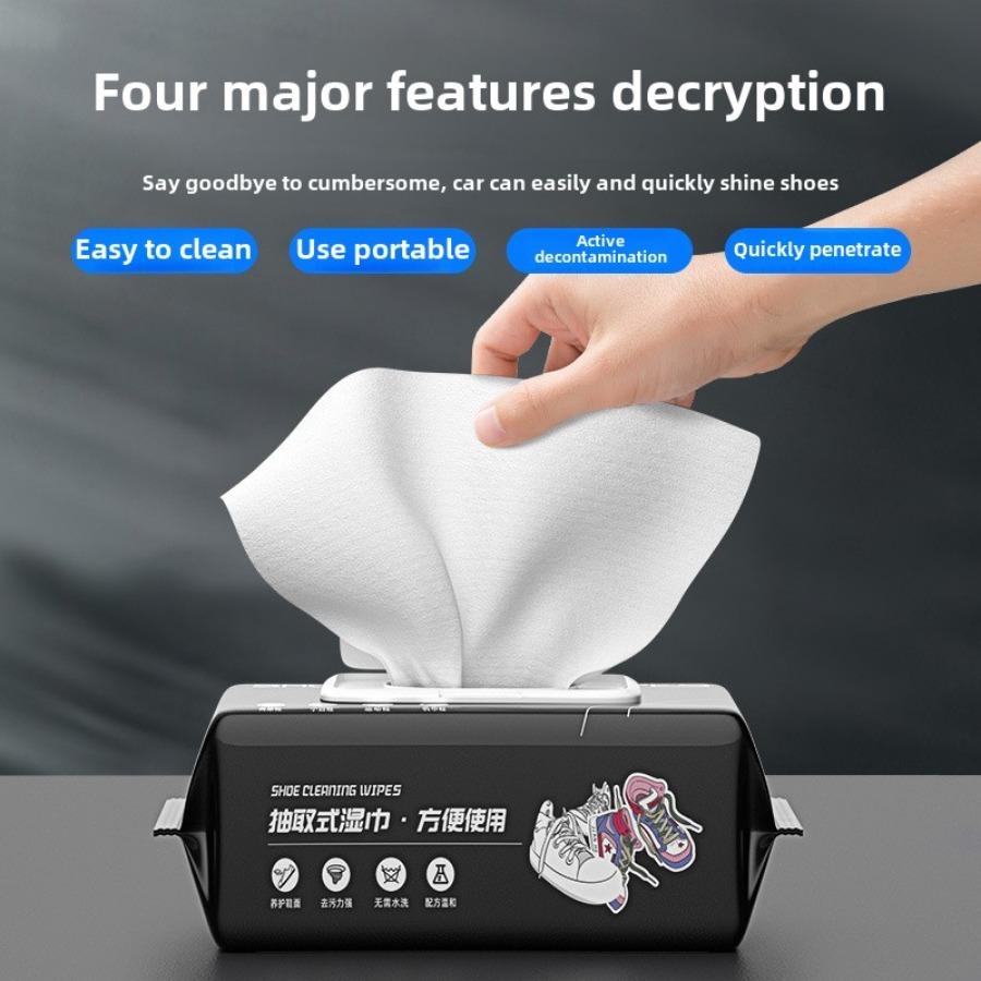 12/30/80/64 szt./worek Mokre chusteczki do czyszczenia butów Nabłyszczające Usuwanie plam Bez wody do mycia Nie pozostawiają śladów Sportowe / Skórzane Buty zimowe Białe Chusteczki do pielęgnacji butów