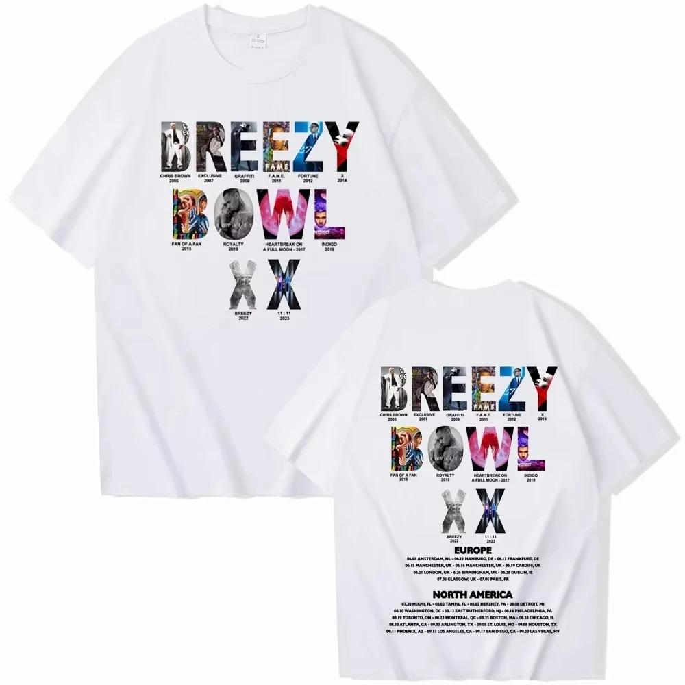 2026 Chris Brown Breezy Bowl XX Tour Cotton Printed TShirt Harajuku Style Crew Neck Casual Vintage Hop Unisex Fashion TShirt S