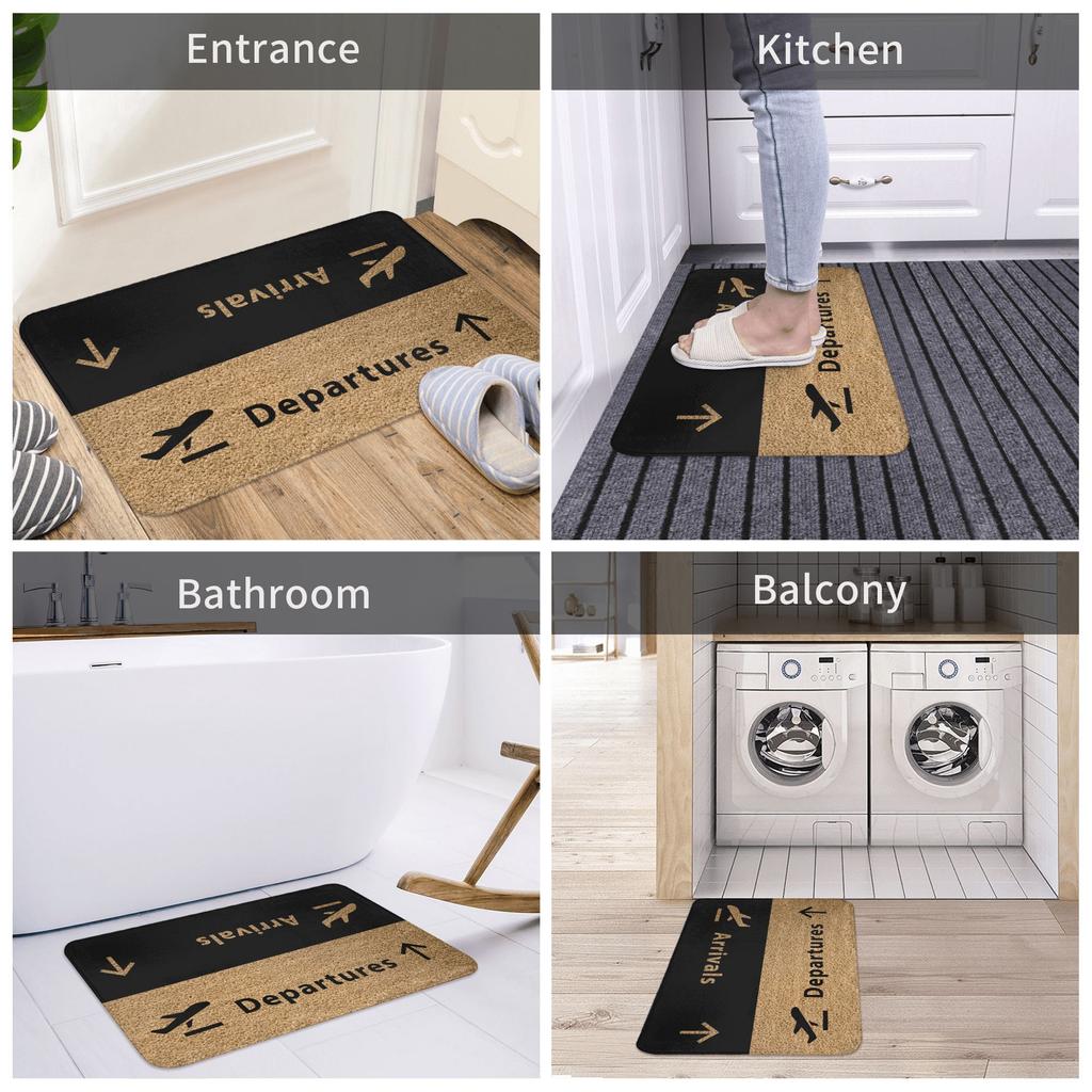Aviation Airplane Departures Arrivals Doormat Anti-Slip Entrance Kitchen Bath Floor Door Mats Bedroom Balcony Carpet Rug