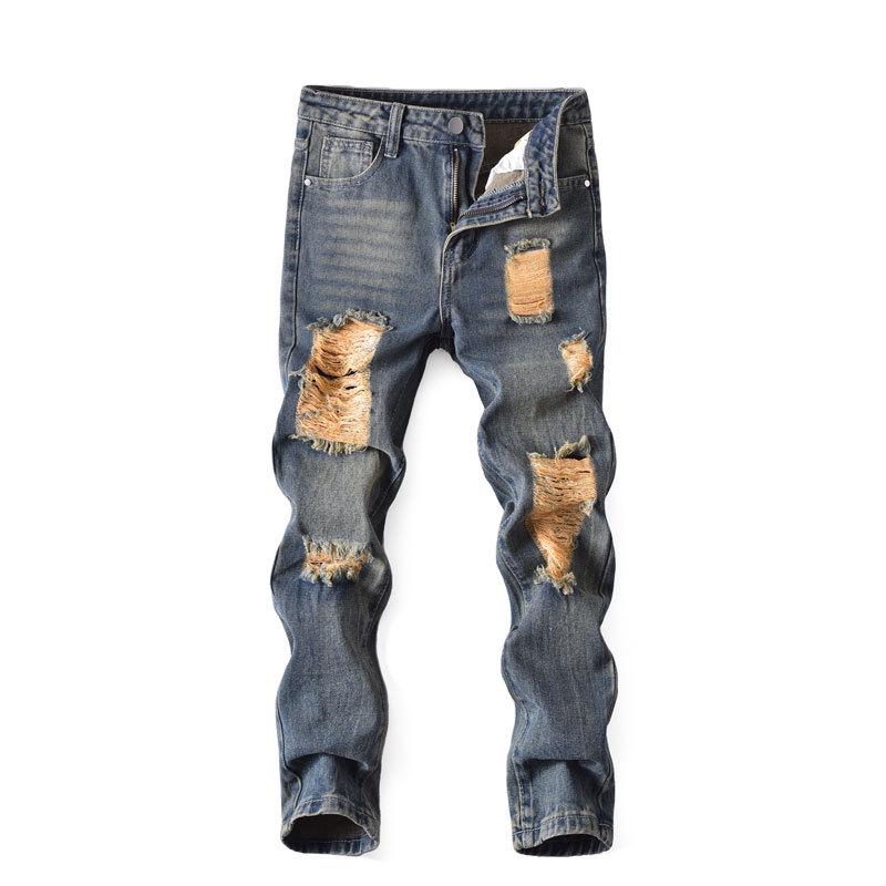 Trendy Korean Style Boys' Ripped Jeans - Casual Medium & Large Sizes for Spring & Autumn