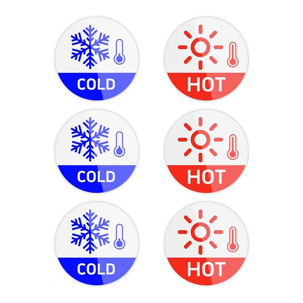 

6Pcs/Set 5cm Hot Cold Sticker PVC Self-adhesive House Bathroom Office Water Temperature Indication Sticker Round Warning Label