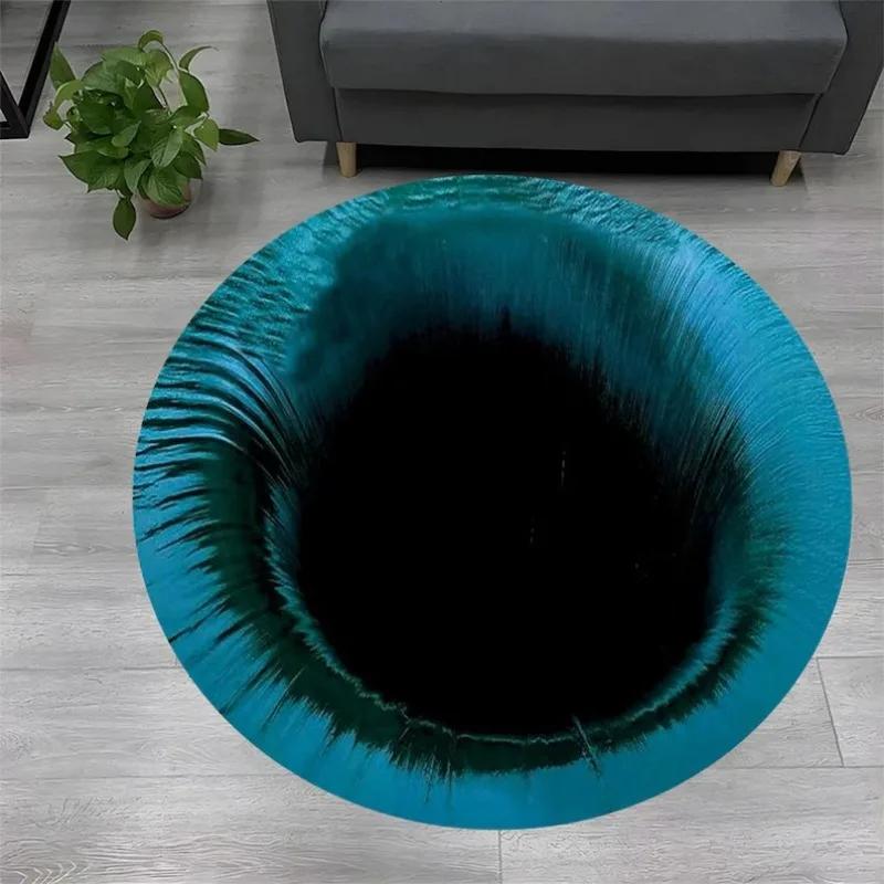 3D Optical Illusion Crack Vortex Deep Hole Carpet Decor Floor Mat Bedroom Leisure Area Carpets Sofa Soft Bedside Non-slip Rugs