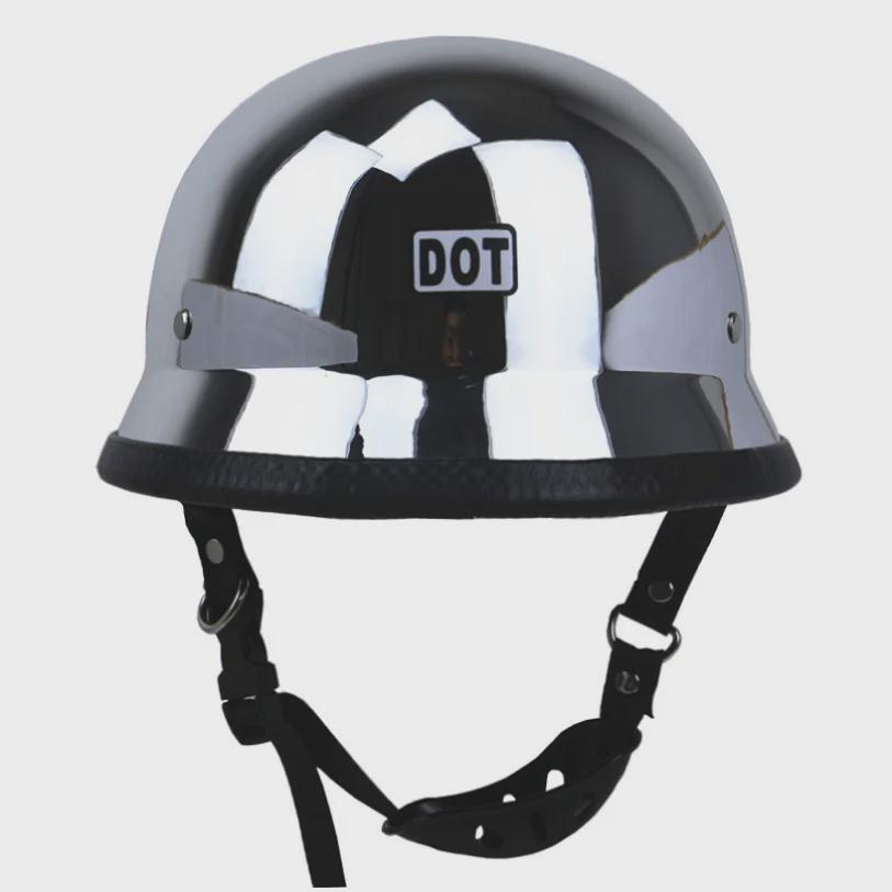 ZR Series ZR-307 Electroplated Silver DOT Certified Retro Motorcycle Helmet M35 with Mirror