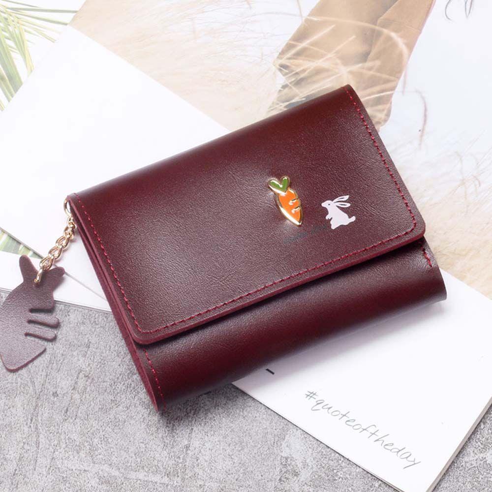 PU Leather Rabbit Carrot Korean Money Bag Women Wallets Card Holders Small Coin Purse