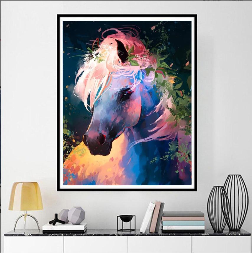 Full 5D DIY Diamond Painting Colorful Horse Embroidery Cross Stitch Home Decor Handmade Gift