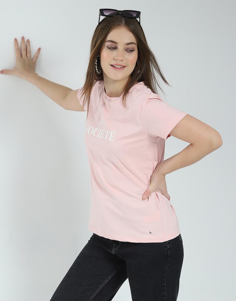 MONTE CARLO Womens Printed Round Neck Half Sleeve Regular Fit Top