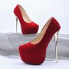 Fashion Super High Heel Sexy Thin Heel Single Shoes Women Pointed Toe Shallow Mouth Platform Hate Sky High Nightclub High Heels