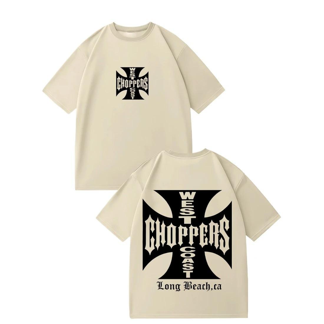 

Двостороння футболка з логотипом West Coast Choppers Iron Cross, Унісекс Байкерський Вуличний одяг, Звичайна футболка з коротким рукавом, 100% Бавовна L синій