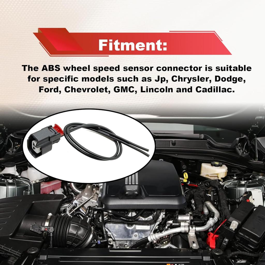 2Pcs ABS Wheel Speed Sensor Wiring Harness Connector Pigtail Plug Compatible with Jp Chevy GMC Replace OE 68065018AA 3U2Z14S411BXAB 19352068