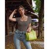 Women's Fashion Casual Solid Color Print Summer Spring Short Sleeve Square Collar Bodysuits