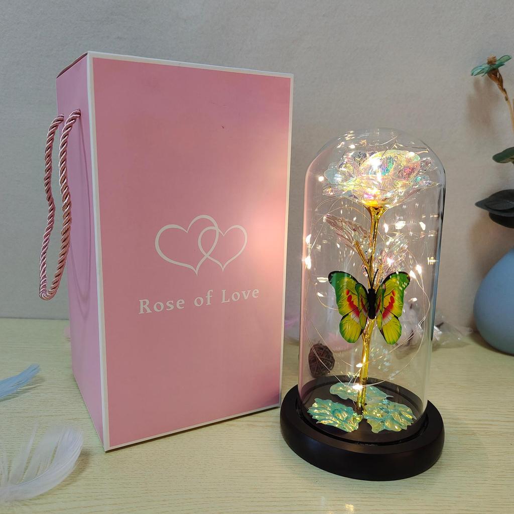 1PC Artificial Rose Flowers Glass Rose LED Light Galaxy Rose Gift For Valentine's Day