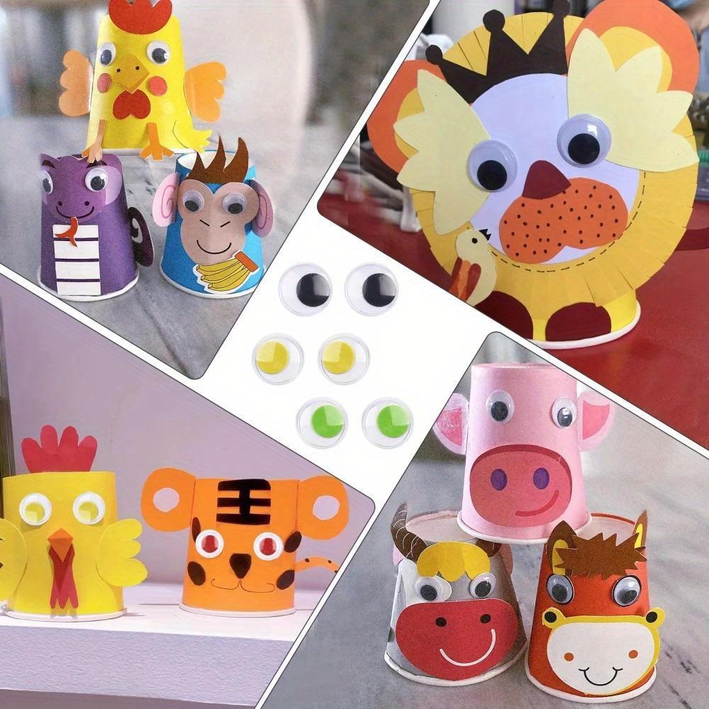 300Pcs/Box DIY Wiggly Googly Eyes Stickers Black White Color Self-Adhesive Doll Eye DIY Craft Supplies