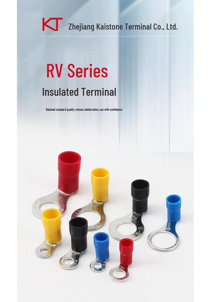 KT KST RVS1.25 Series Bent Angle Copper Ring Terminal with PVC Sheath (90°)