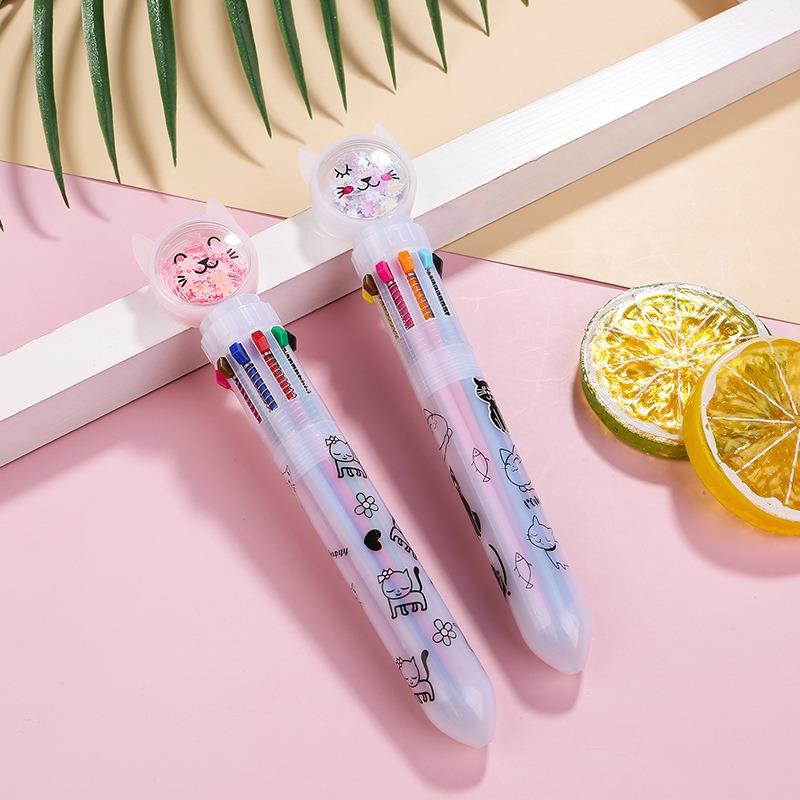 1Pc Colors Korean Ins Cute Butterfly Ballpoint Pen Student Stationery Sequins Rollerball Pen Multi-functional Office Pen Gift Back To School Season