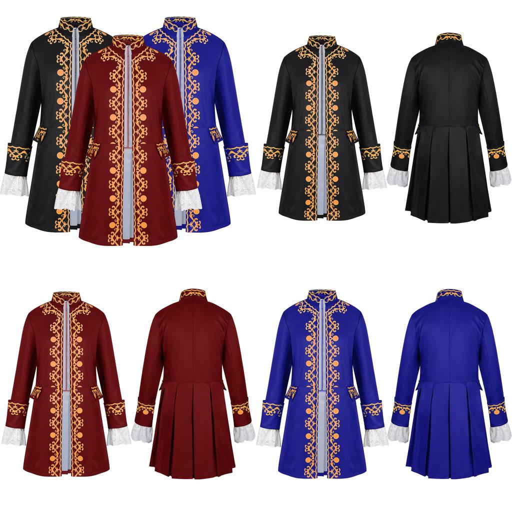 Epic Fantasy Mens Tailcoat Jacket With Stand Collar For Cosplay Events