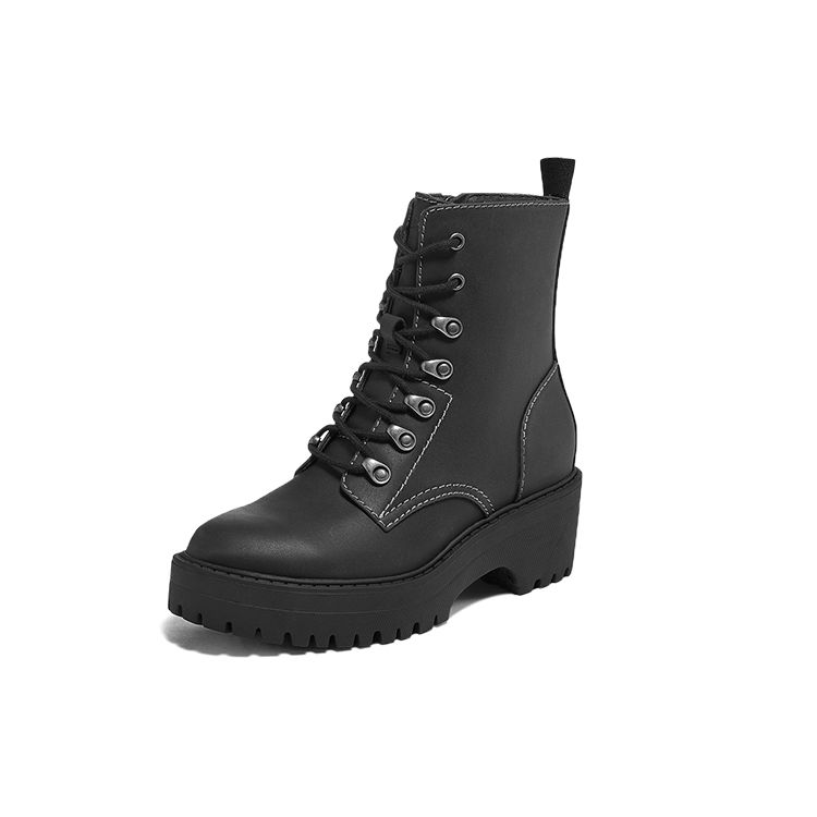 Skechers British Style Height Increasing Casual Versatile Warm Fleece Short Martin Boots Women boots Black 167290-BBK