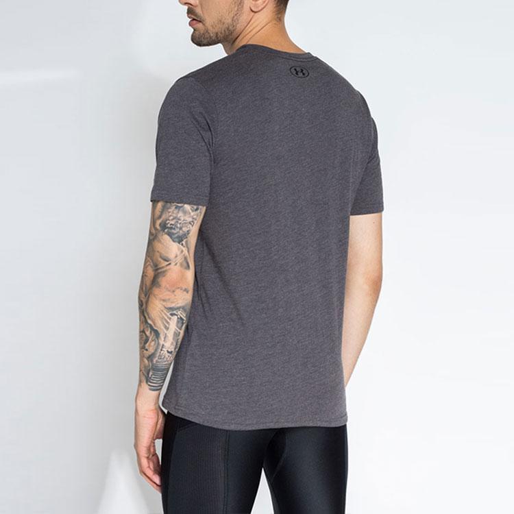 Under Armour Big Logo Print Crew Neck T-Shirt Men Tops Charcoal 1329583-019