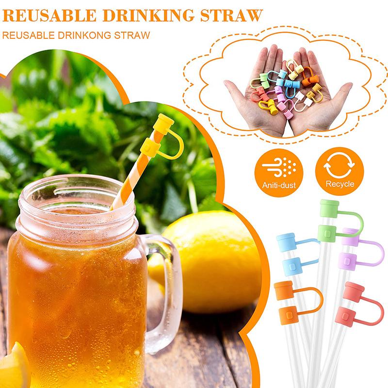 4 szt. silikonowych końcówek słomek wielokrotnego użytku, pyłoszczelne osłony słomek, osłony końcówek słomek do picia, nakładki na słomki, narzędzie do picia 8 mm mini