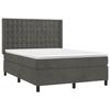Lit avec sommier et matelas - Maison Exclusive - Velours gris foncé - 140x200cm - Tête de lit réglable